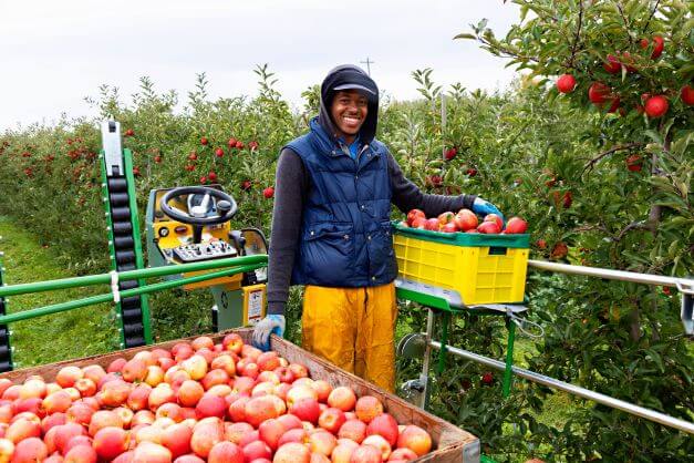 farm employee smiling for camera